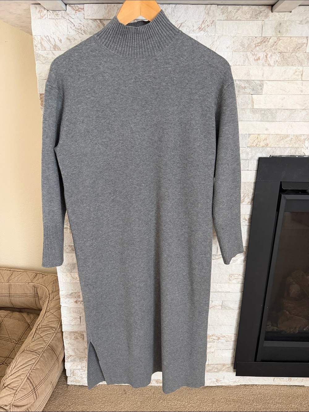 a new day Gray Mock Neck Midi Sweater Dress